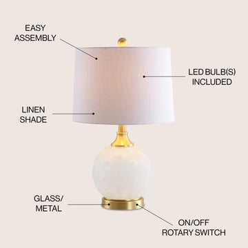 Ilsa 22" Dotted Glass/Metal LED Table Lamp - JONATHAN Y